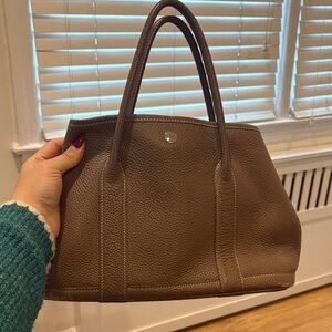 Hermes Elegant Brown Leather Tote Bag